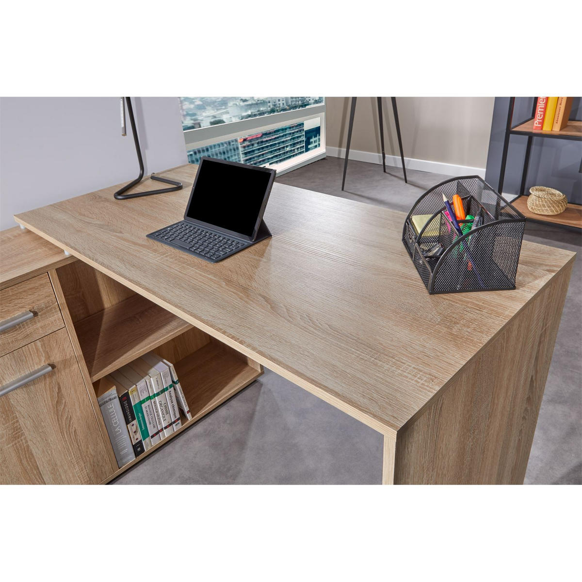 SCHREIBTISCH DIEGO - Sonoma Eiche, Holzwerkstoff (122/120/75cm) - CARO-Möbel