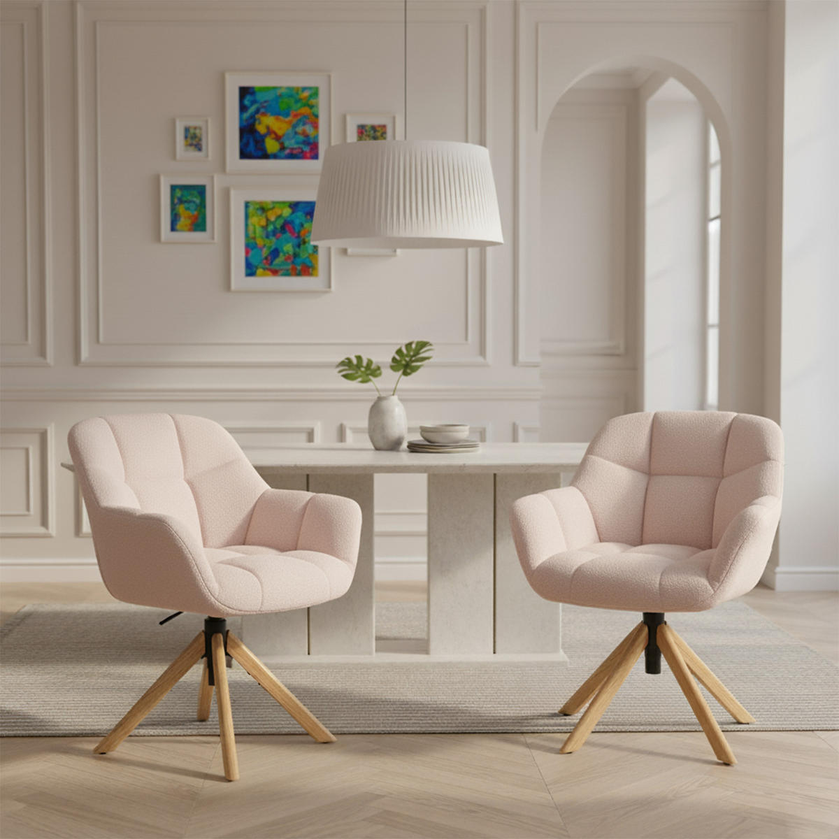 BÜROSTUHL Mika-Iven - Honigeiche/Rosa, Eichenholz/Holz (65/82/66cm) - DUBI Möbel