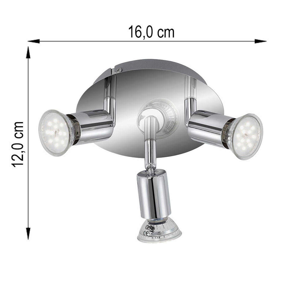 LED DECKENLEUCHTE Chrom Bewegliche Spots - Silberfarben, Metall (16/16/7.4cm)