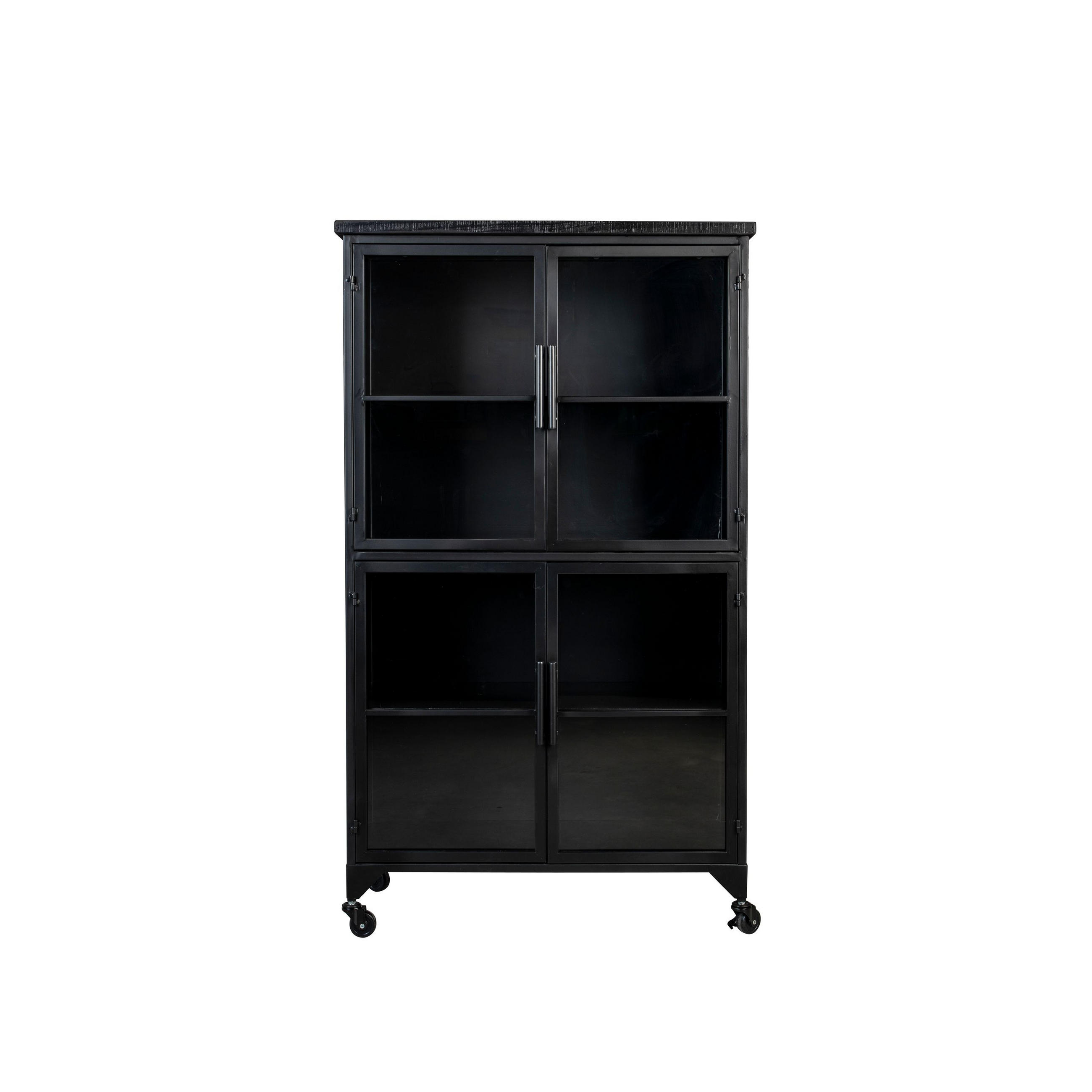 AUFBEWAHRUNGSSCHRANK Ferre Kast auf Rollen Hoch Holz/Metall Schwarz - Schwarz, Holz (35/133/76cm) - Housecraft Living
