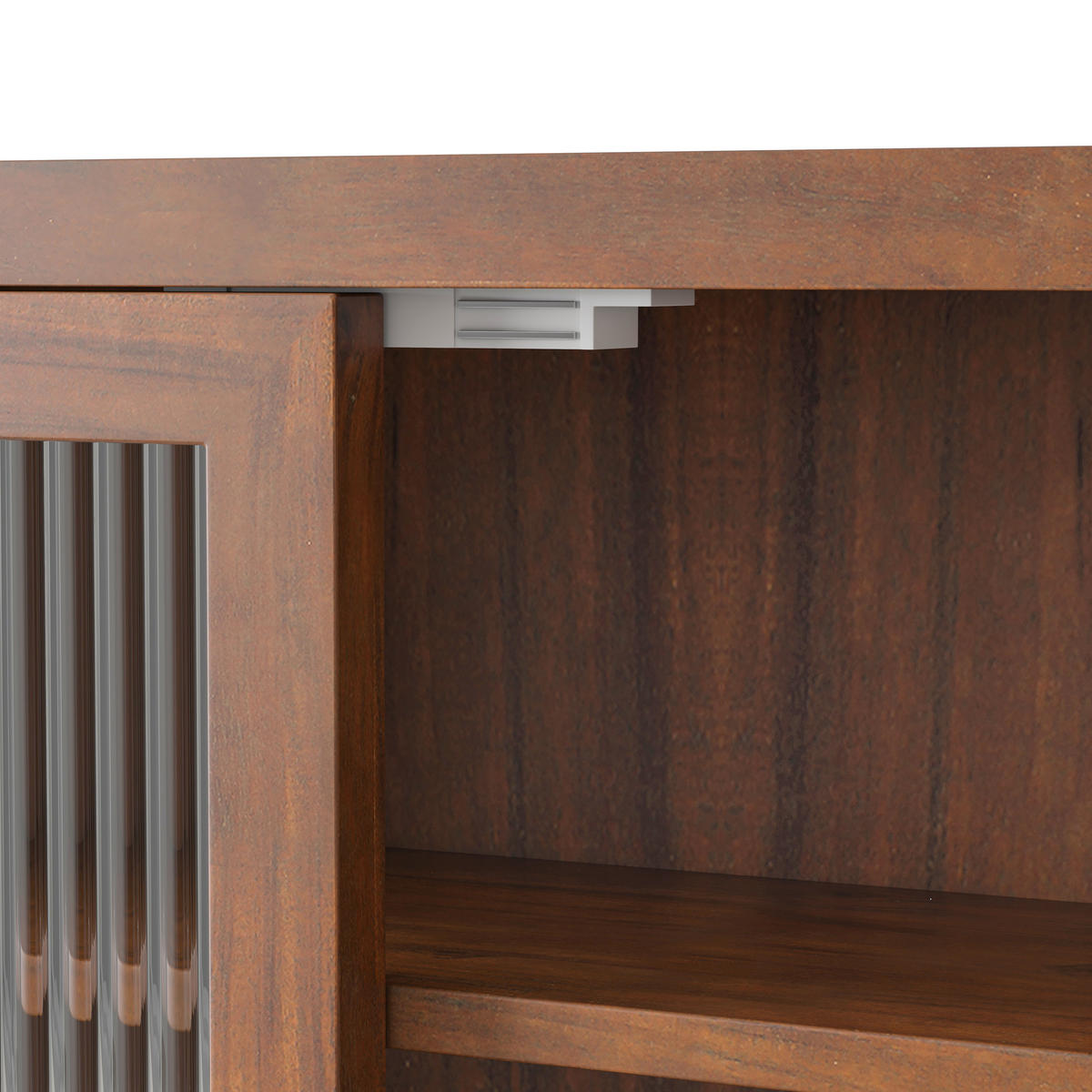 KÜCHENOBERSCHRANK 63x18x60cm in Braun aus Massivholz & Glas,wandmontiert - Braun, Holzwerkstoff (63/60/18cm) - Modfu