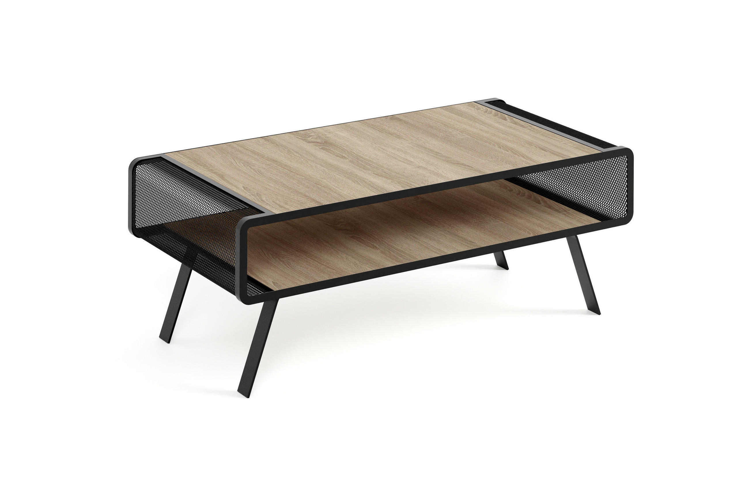 COUCHTISCH TORPE - Schwarz/Sonoma Eiche, Holzwerkstoff (60/121/45cm) - Meblini