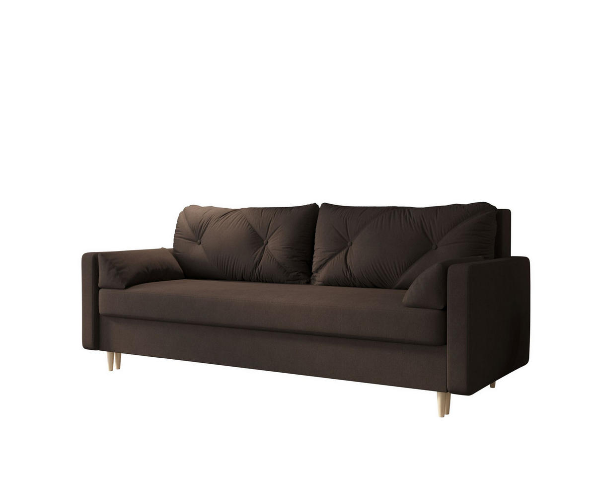 SOFA ASTRA mit Schlaffunktion COSMIC 800 mit Stauraum - Dunkelbraun, Textil (90/88/228cm) - Bedante