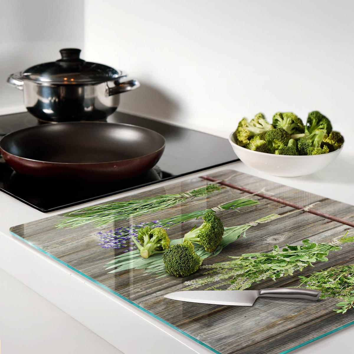 GLASPLATTE 60x52 cm Kräuterschnur - Grün, Glas (60/0.4/52cm) - TULUP
