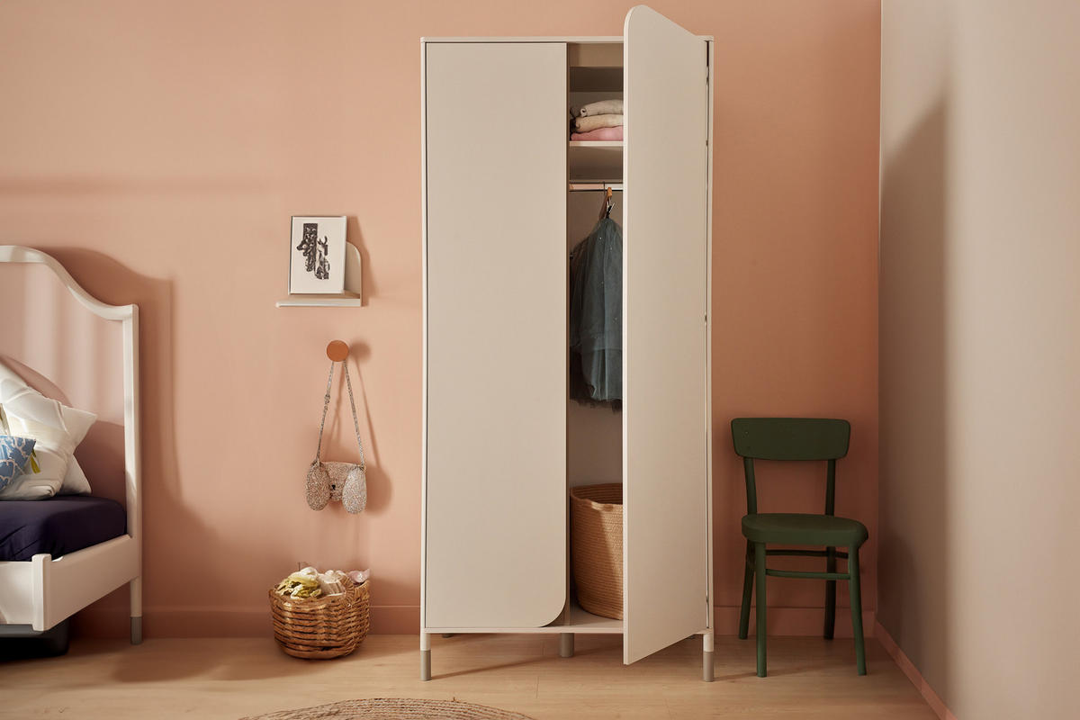 KLEIDERSCHRANK CATTA jugendliche Garderobe, Cremefarben - Creme, Holz (92/201/50cm) - KONSIMO®