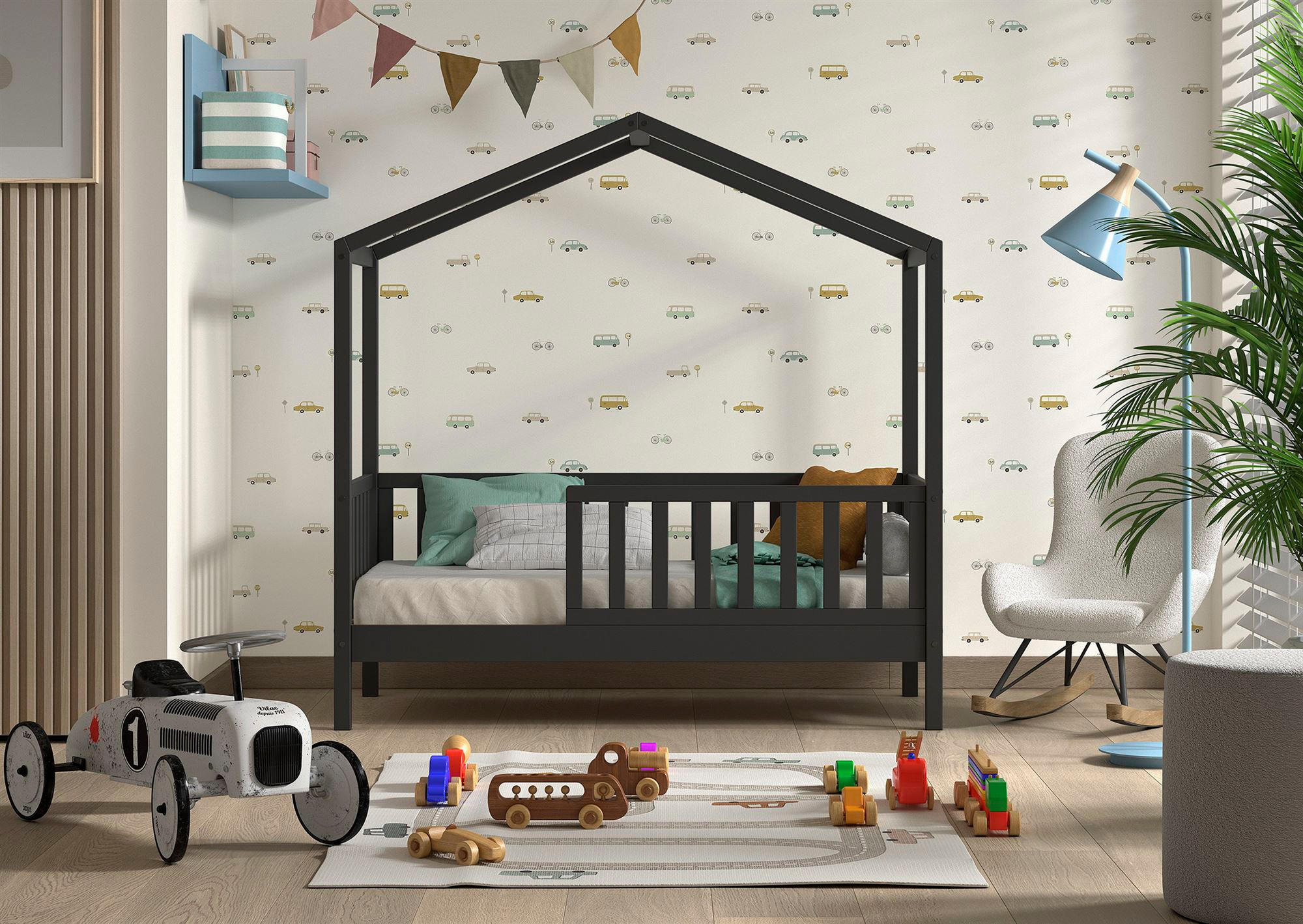 Thumbnail - 58aufmkessel Juniorbett, Grau, Holz, 70x140 cm, Kinder- & Jugendzimmer, Kindermöbel, Kinderbetten, Hausbetten