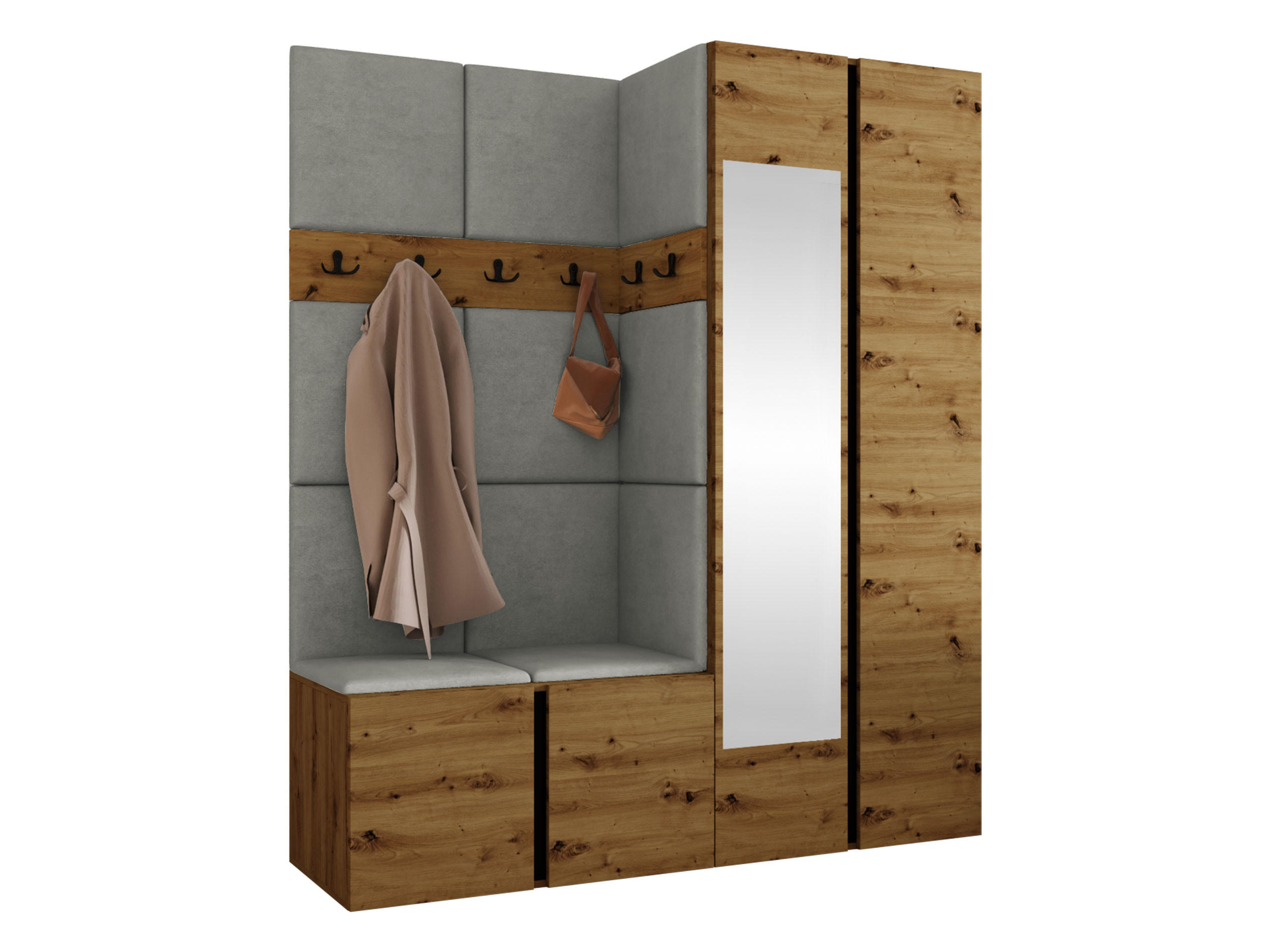 Mirjan24 Garderoben-Set Eiche Artisan, Grau 158x186x46 cm