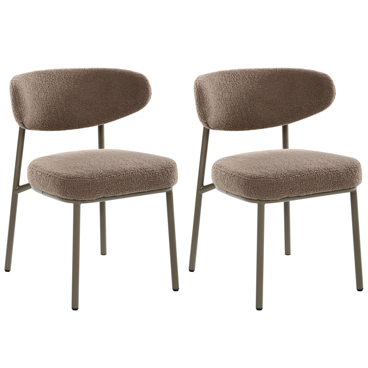 ESSZIMMERSTUHL 2er Set Bouclé Taupe Unity - Taupe/Beige, Textil (56/78/57cm) - Beliani