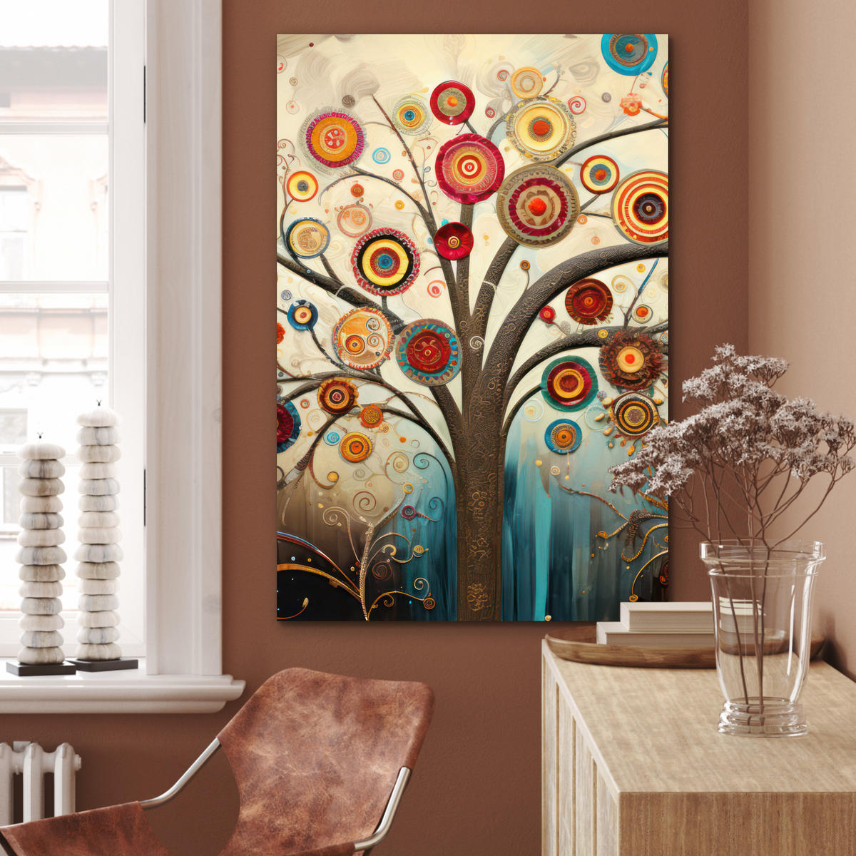 METALLBILD Baum - Baum des Lebens - Farbe 60x90 cm - Braun, Metall (60/90cm) - MuchoWow
