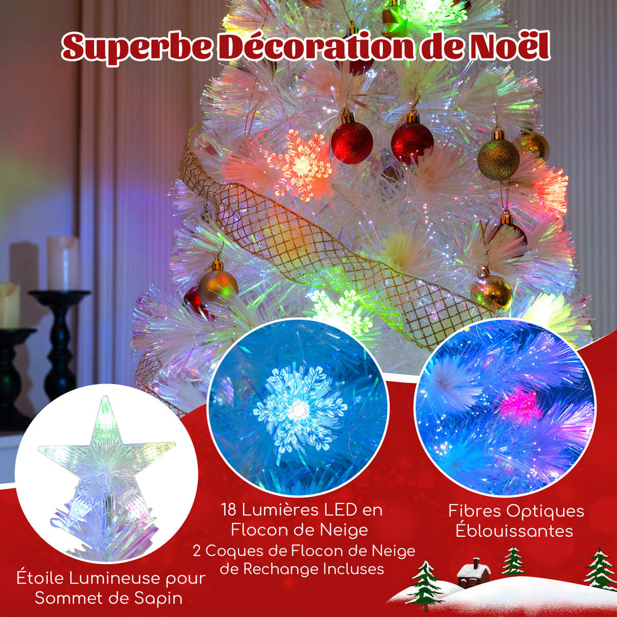 TANNENBAUM Weiß - Weiß, Kunststoff (120cm) - COSTWAY