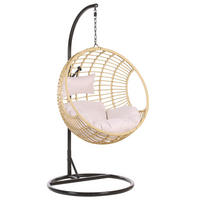 HÄNGESESSEL mit Gestell PE Rattan natürlich 97 cm Aspio - Beige, Kunststoff (99/199/97cm) - Beliani