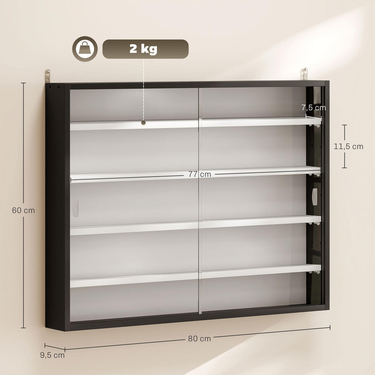 BÜCHERREGAL 80/9,5/60 cm Schwarz - Brombeere, Karton (80/60/9.5cm)