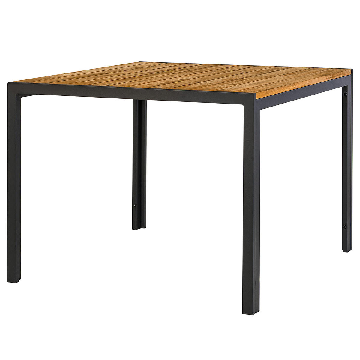GARTENTISCH - Akazie massiv / Aluminium - Schwarz/Braun, Holz (100/100/73cm) - home24
