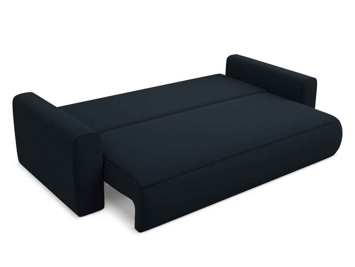 3-SITZER SOFA mit Schlaffunktion Samt Stoff Blau - Blau/Schwarz, Kunststoff/Textil (238/82/105cm) - Makamii