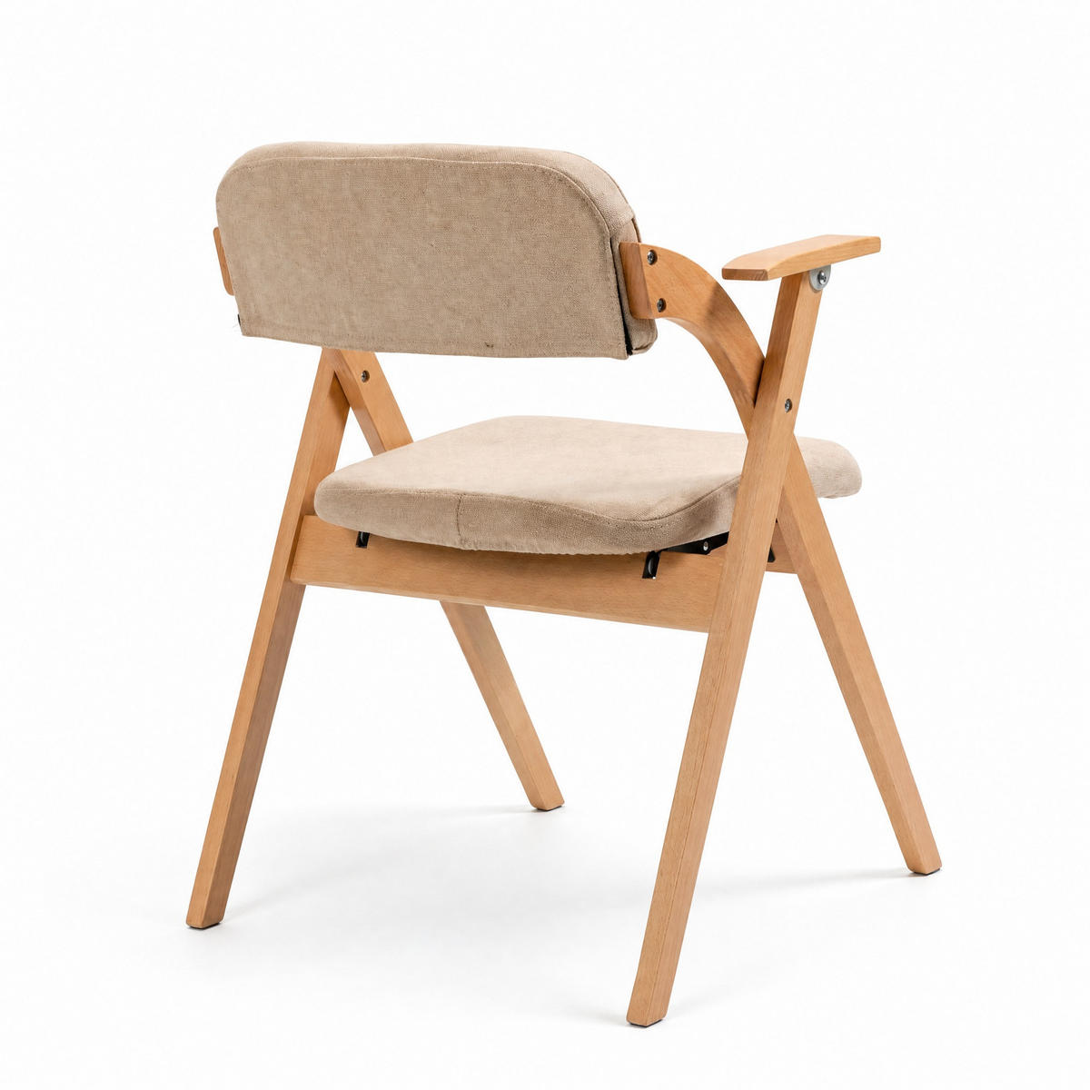 KLAPPSTUHL mit Armlehnen und gepolstertem Sitz, 2er-Set - Beige, Holz (60/79/52.5cm) - MIVRAY