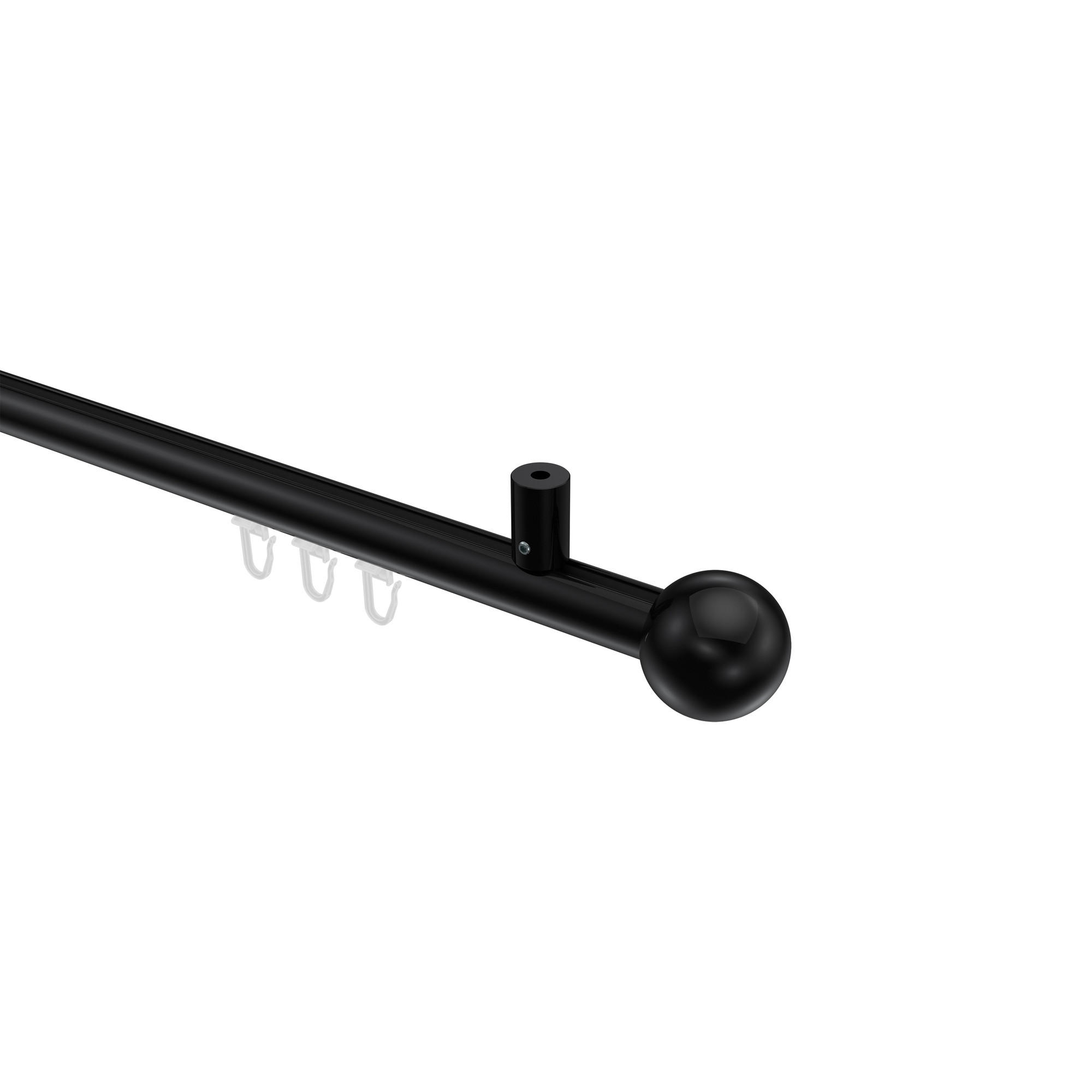 GARDINENSTANGE INNENLAUF Sonius Luino 100 cm, 1-läufig, 20 mm Ø Schwarz - Schwarz, Metall (100cm) - INTERDECO