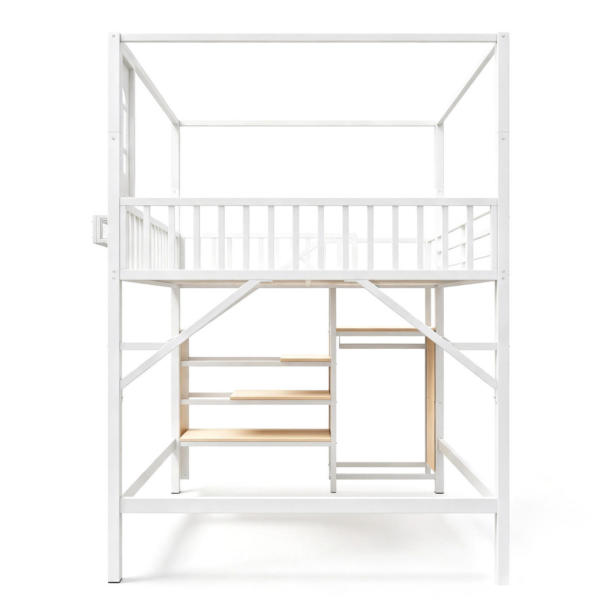 HOCHBETT 140/200 cm Metall mit Dachdesign, DE-41586, in Weiß - Weiß, Metall (140/200cm) - ComfortXL