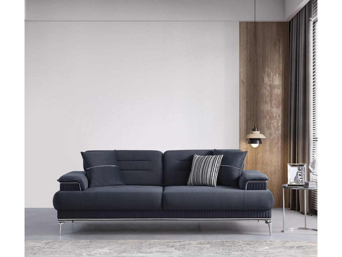SOFA Toledo 2-Sitzer Samtstoff Anthrazit - Anthrazit, Textil/Metall (190/88/103cm)