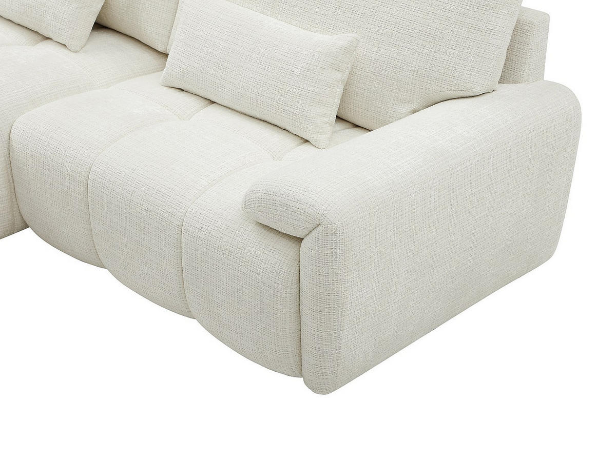 ECKSOFA – Ecke links – Chenille-Stoff – Offwhite – ANELKO - Weiß, Textil (242/171cm) - Vente-Unique