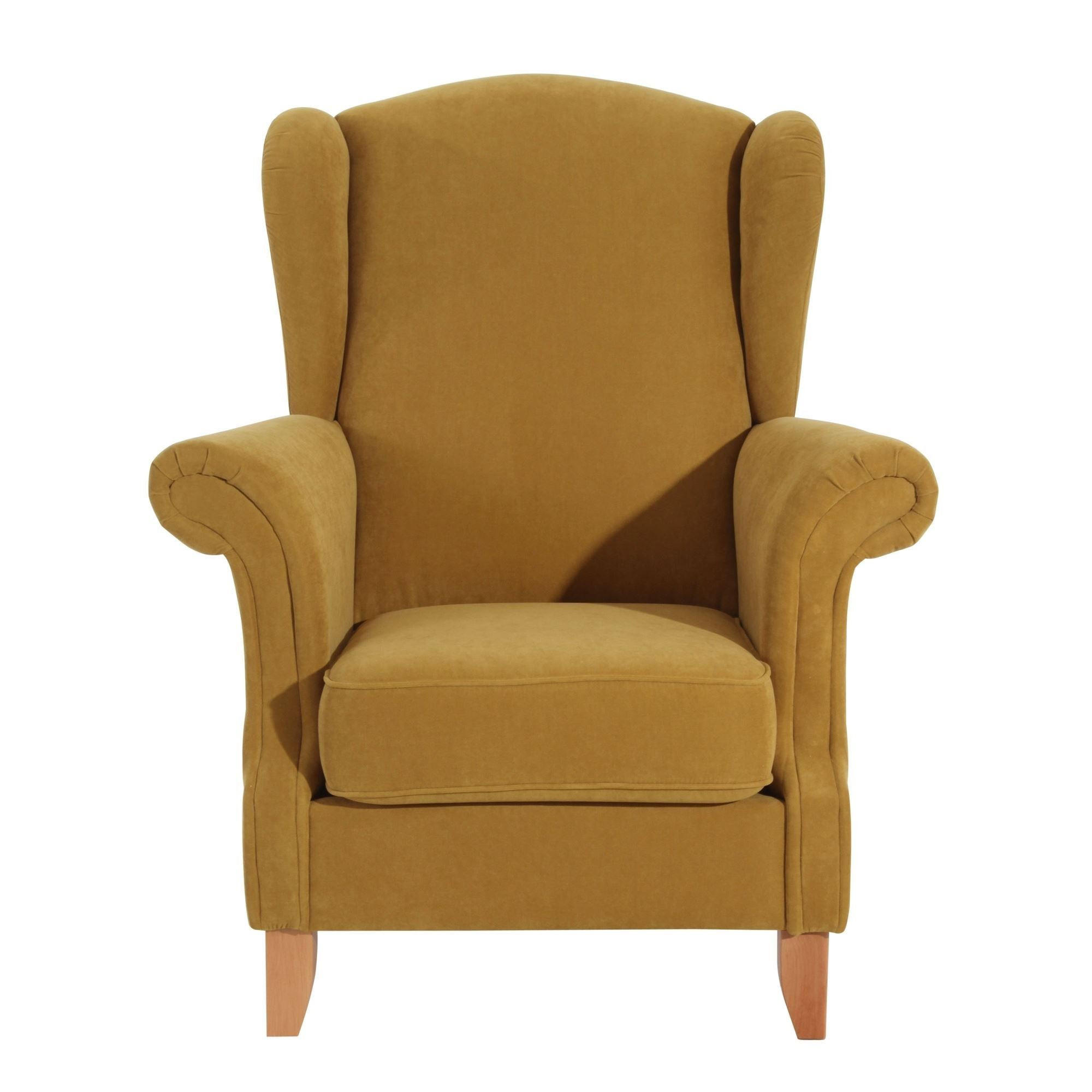 OHRENSESSEL Katria Bezug Veloursstoff Buche natur / mais - Gelb, Kunststoff (88/108/84cm) - 58aufmkessel