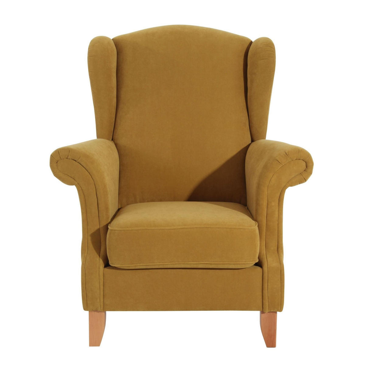 OHRENSESSEL Katria Bezug Veloursstoff Buche natur / mais - Gelb, Kunststoff (88/108/84cm) - 58aufmkessel