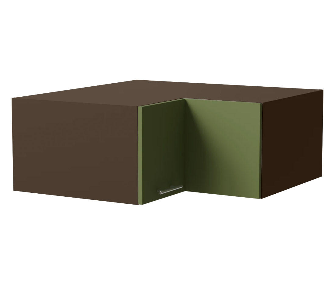 ECKAUFSATZSCHRANK Brerra W14/90/36 Lava / RAL 6025 farngrün Matt 90 / 90 / 36cm - Dunkelgrau/Grün, Holz/Holzwerkstoff (90/36/90cm) - Feldmann-Wohnen