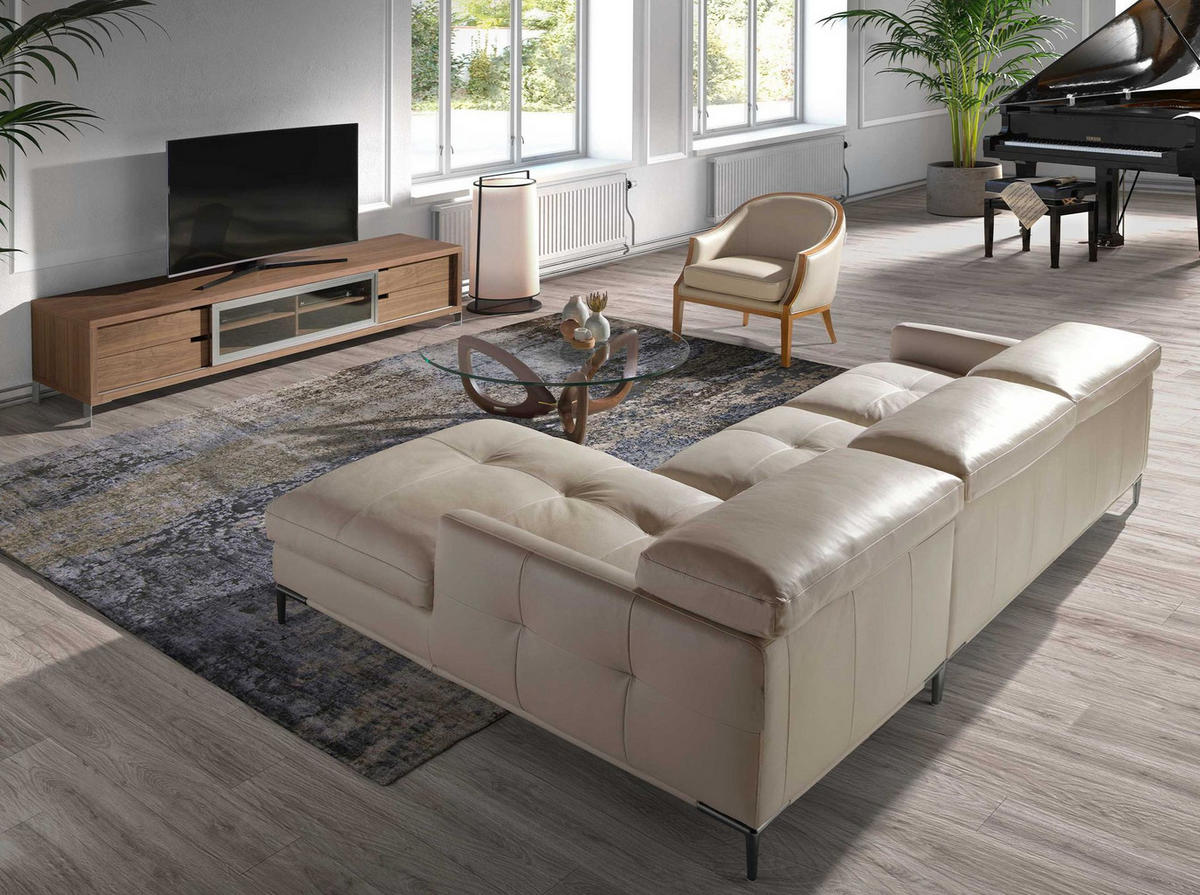 TV-ELEMENT TV-Ständer aus Nussbaum und verchromtem Stahl 238/53/51 cm - Edelstahlfarben/Walnussfarben, Holz/Metall (238/51/53cm) - ANGEL CERDA