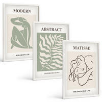 BILDER SET 3er Set - 40x60 cm Weißer Rahmen - Stilvolle grüne Gemälde mit Figuren - Weiß, Kunststoff (40/60cm) - TULUP