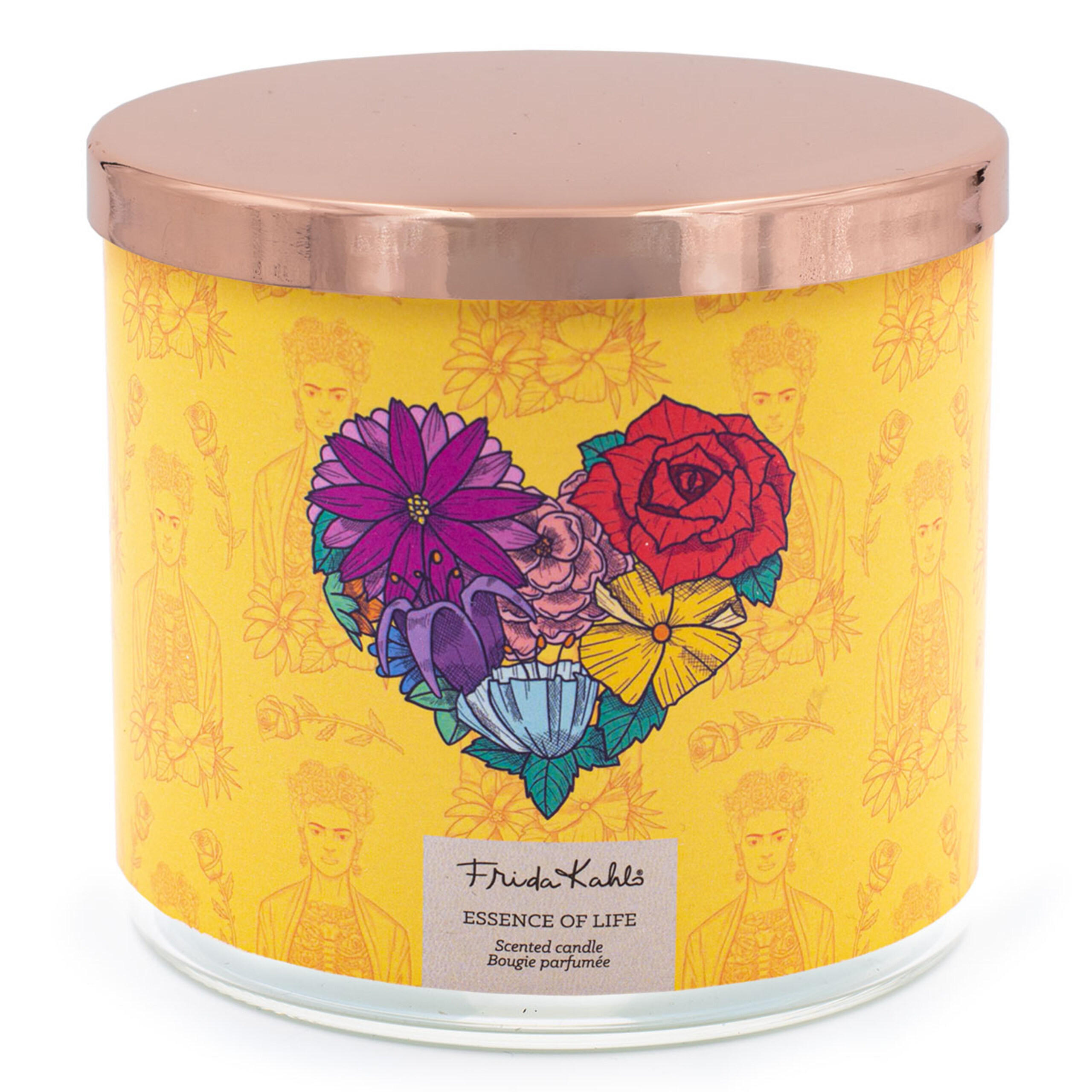 DUFTKERZE Kahlo - Gelb/Flieder, Naturmaterialien/Glas (10cm)