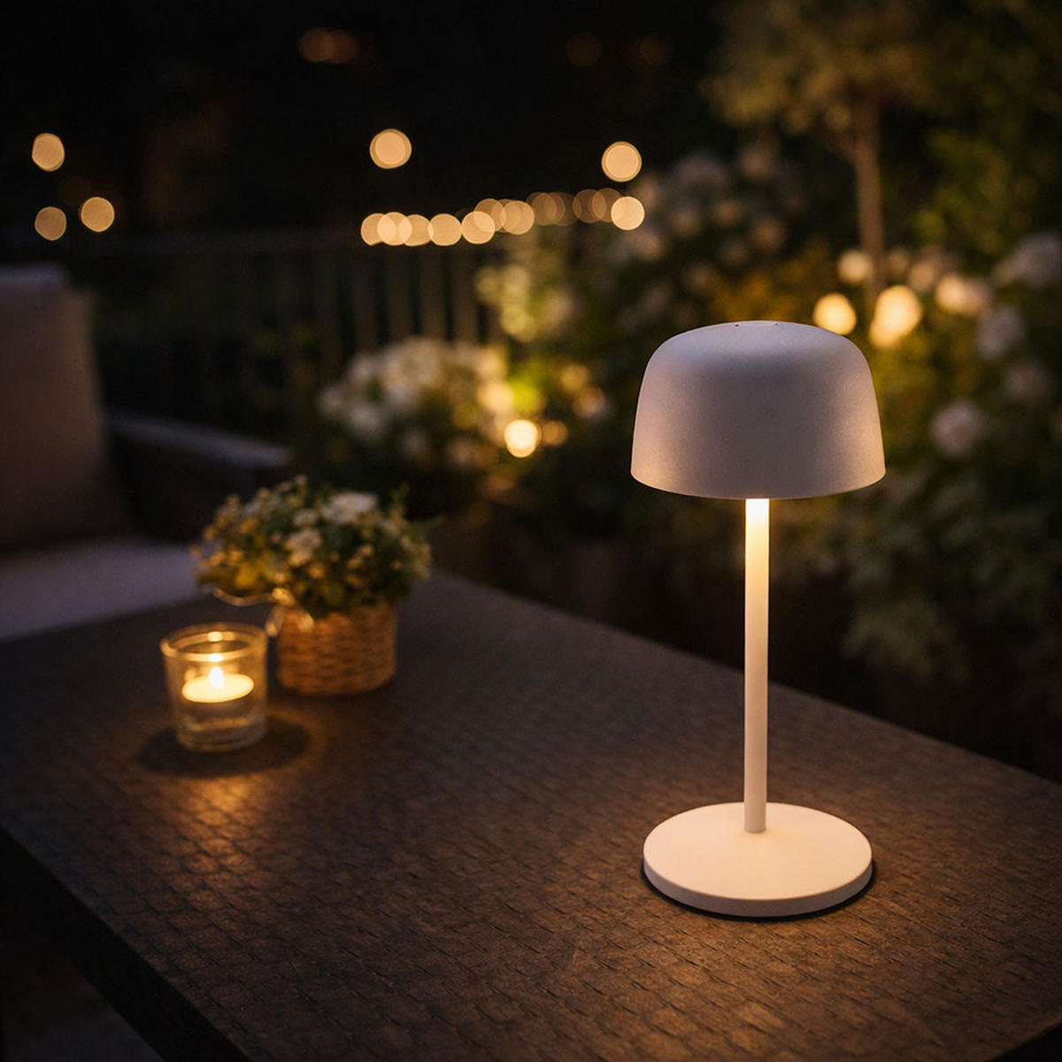 LED TISCHLEUCHTE Aluminium Weiß - Weiß, Metall (10/10/27cm)