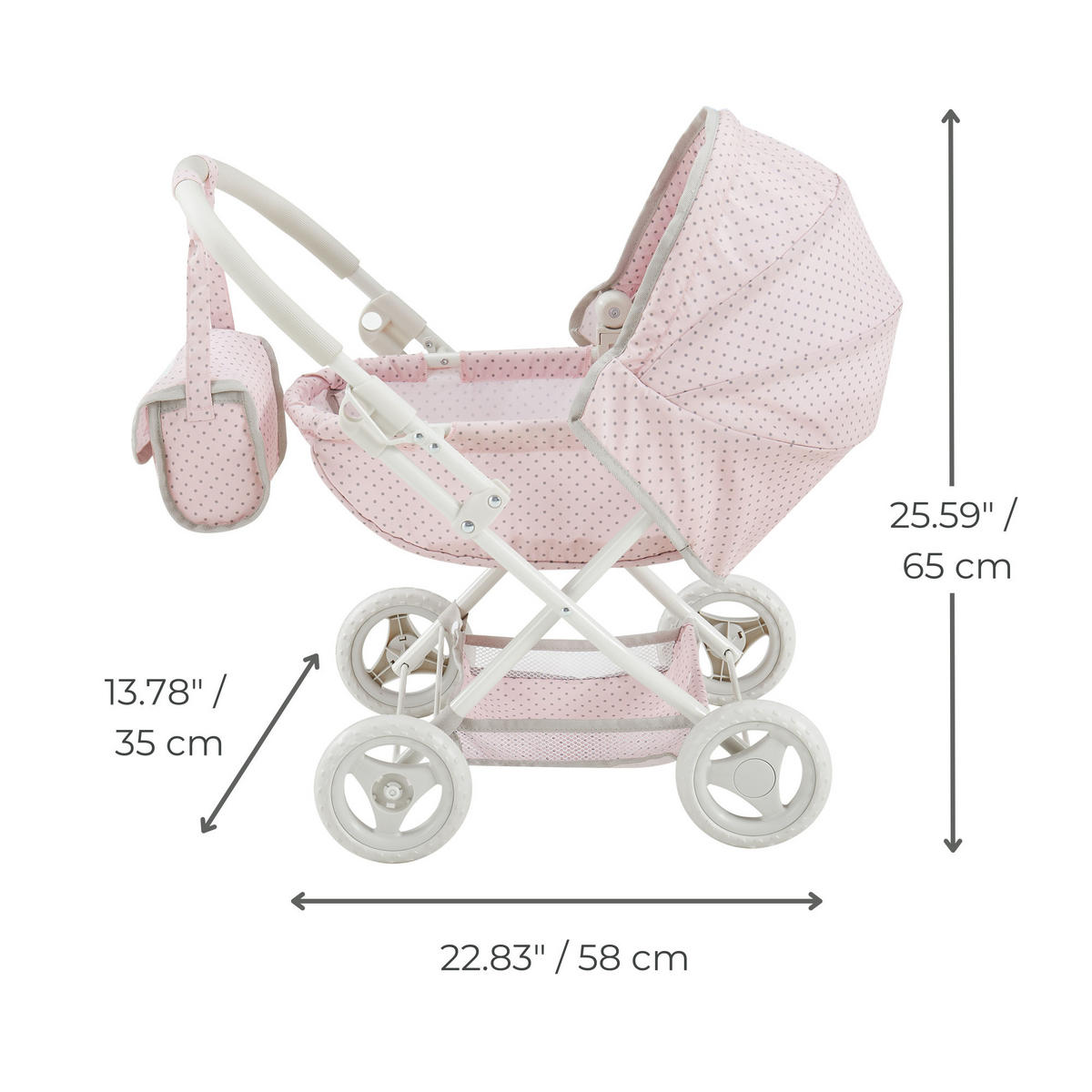 PUPPENWAGEN, Rosa, 65cm - Pink, Holzwerkstoff (58/65/35cm) - Teamson Kids