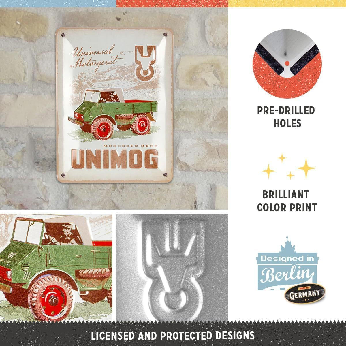 BLECHSCHILD 15/20 cm Unimog 1951 - Multicolor, Metall (15/20/0.5cm) - Nostalgic-Art