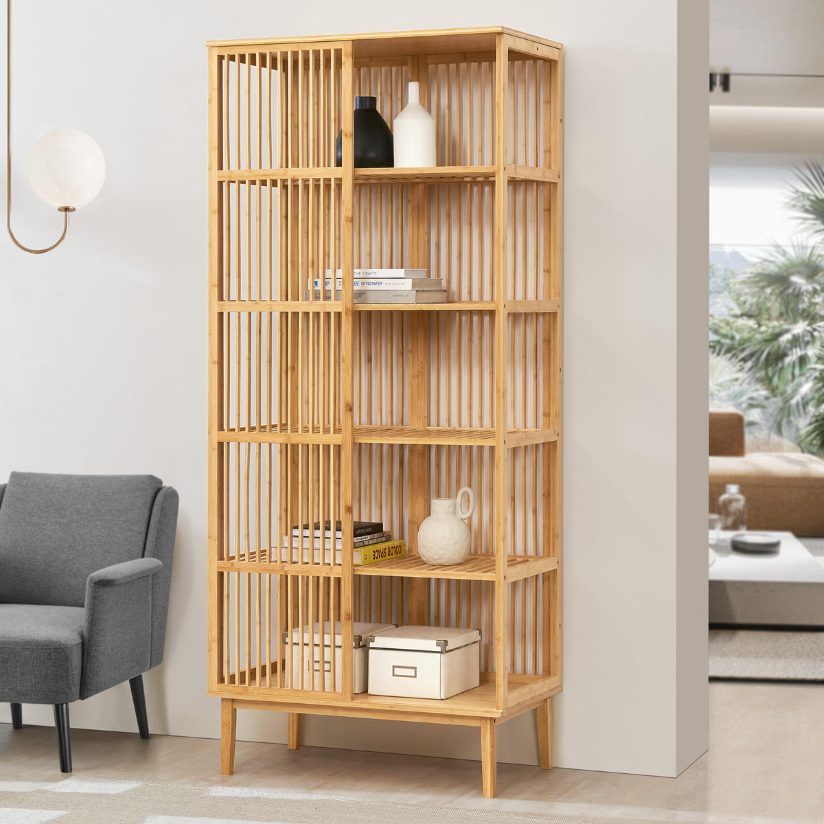 STANDREGAL Trundholm - Naturfarben, Holz (80/185/45cm) - [en.casa]