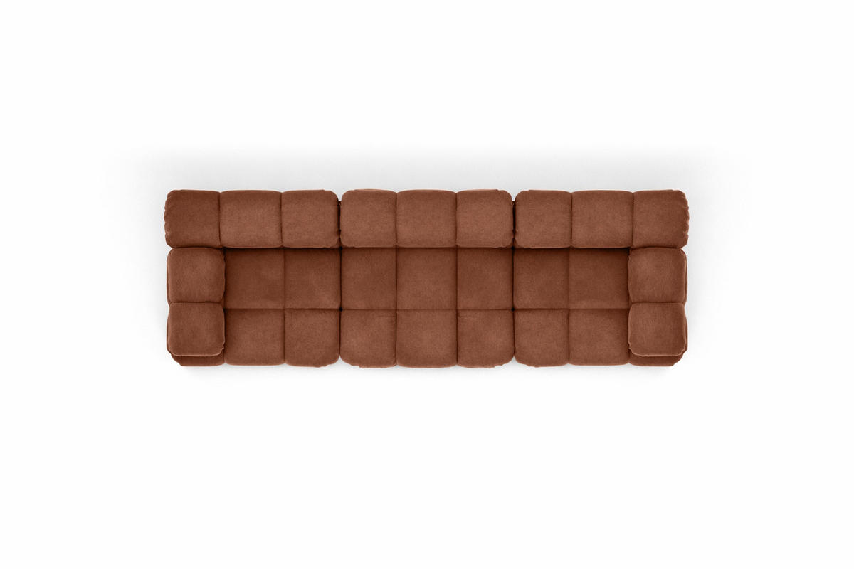 COUCH, 3-Sitzer Modular, Veloursstoff Salvador, Dunkelbraun, Selia - Dunkelbraun, Holz (285/70/95cm) - Kaiser Möbel