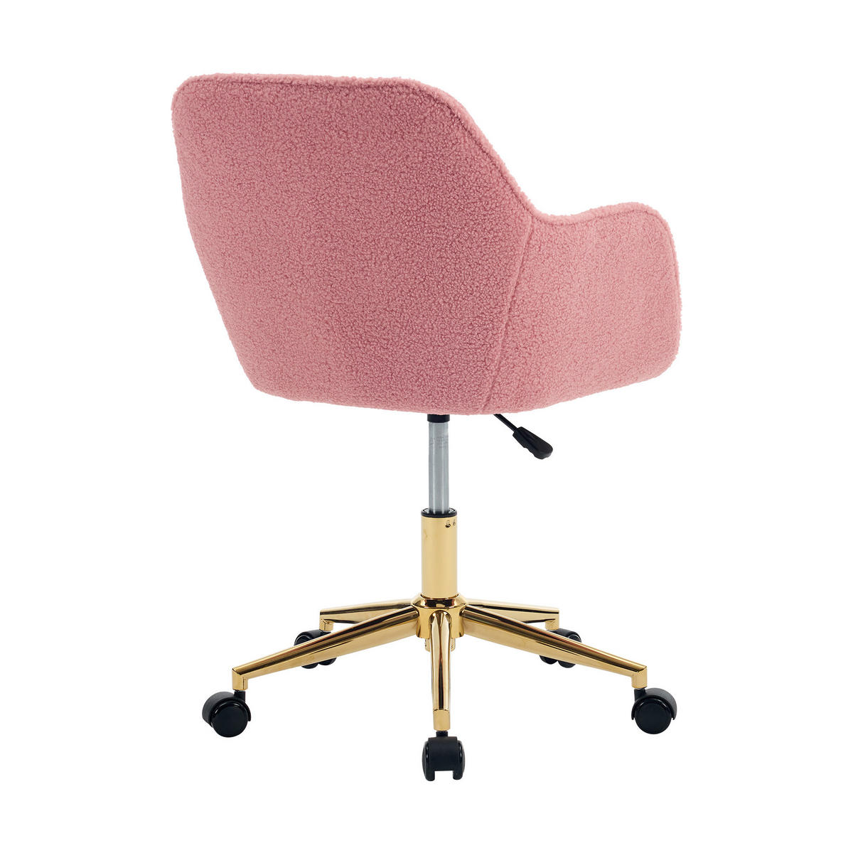 DREHSTUHL DE-40962 mit goldenen Beinen und Teddy-Stoff Rosa - Pink, Metall (58/86/58cm) - ComfortXL