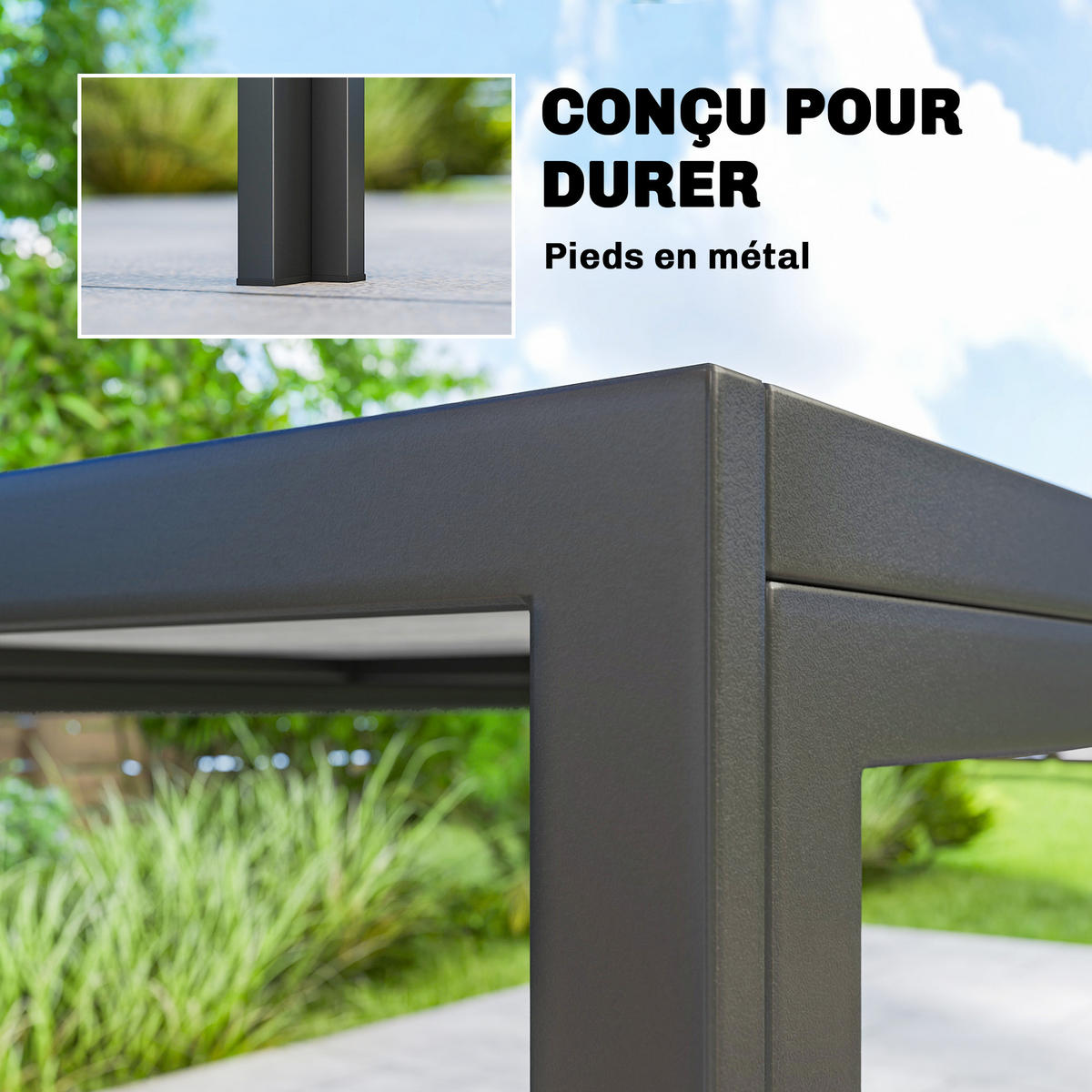 GARTENTISCH DE-14230 150x80 cm Holzoptik Grau - Grau, Metall (150/80/74cm) - ComfortXL