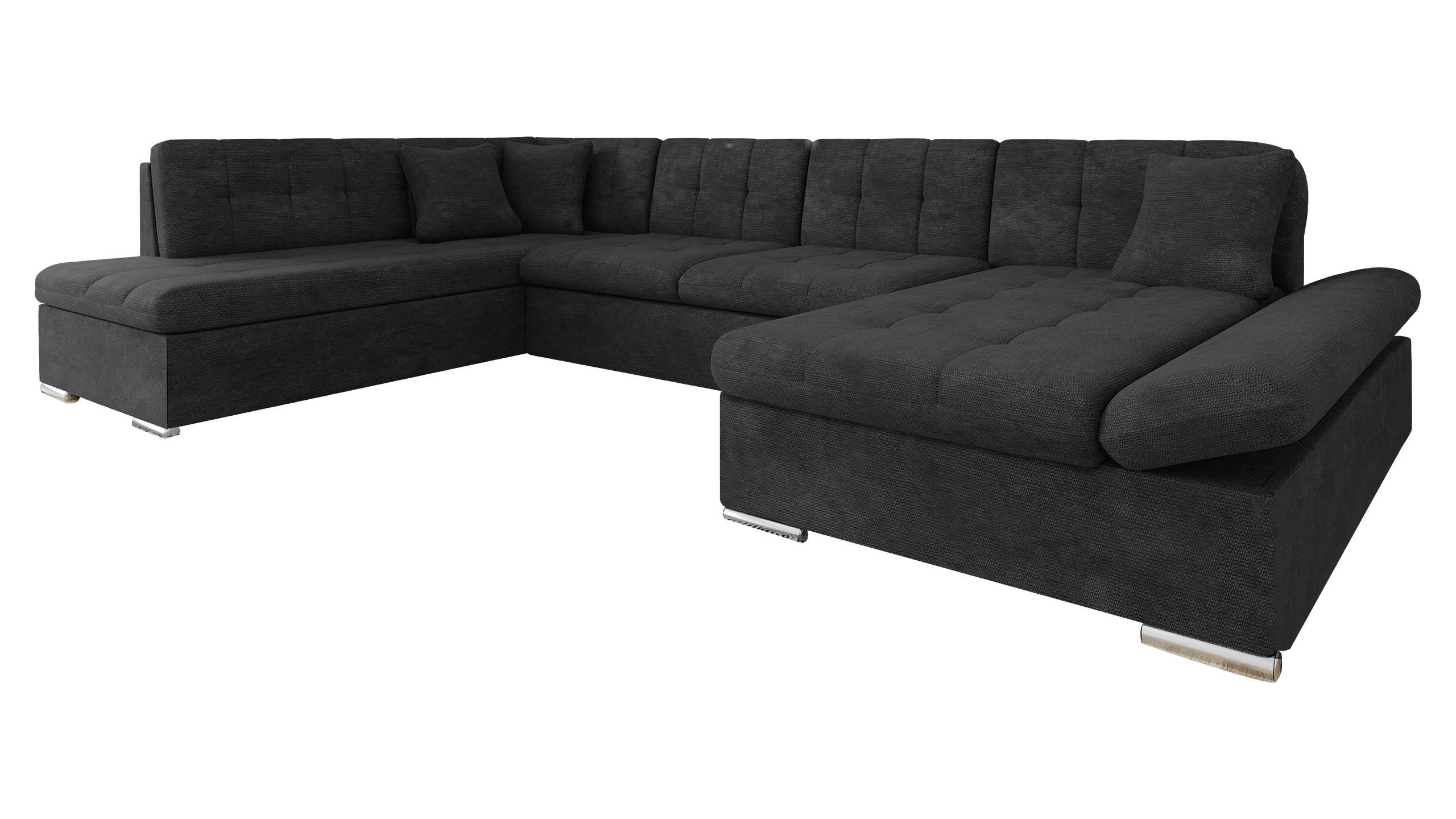 ECKSOFA Bergen, Seite: Rechts - Anthrazit/Silberfarben, Holz/Textil (345/76/205cm) - MIRJAN24