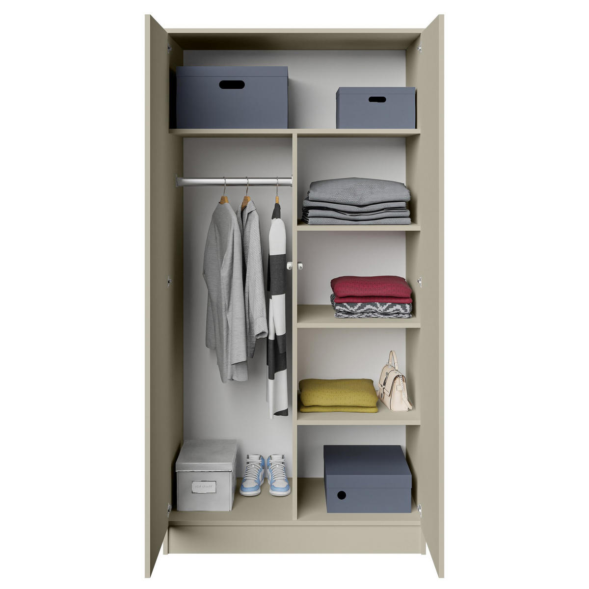 DREHTÜRENSCHRANK Look mit 2 Türen, 90 cm, Kaschmir - Kaschmir, Holzwerkstoff (90/180/50cm) - Beautysofa