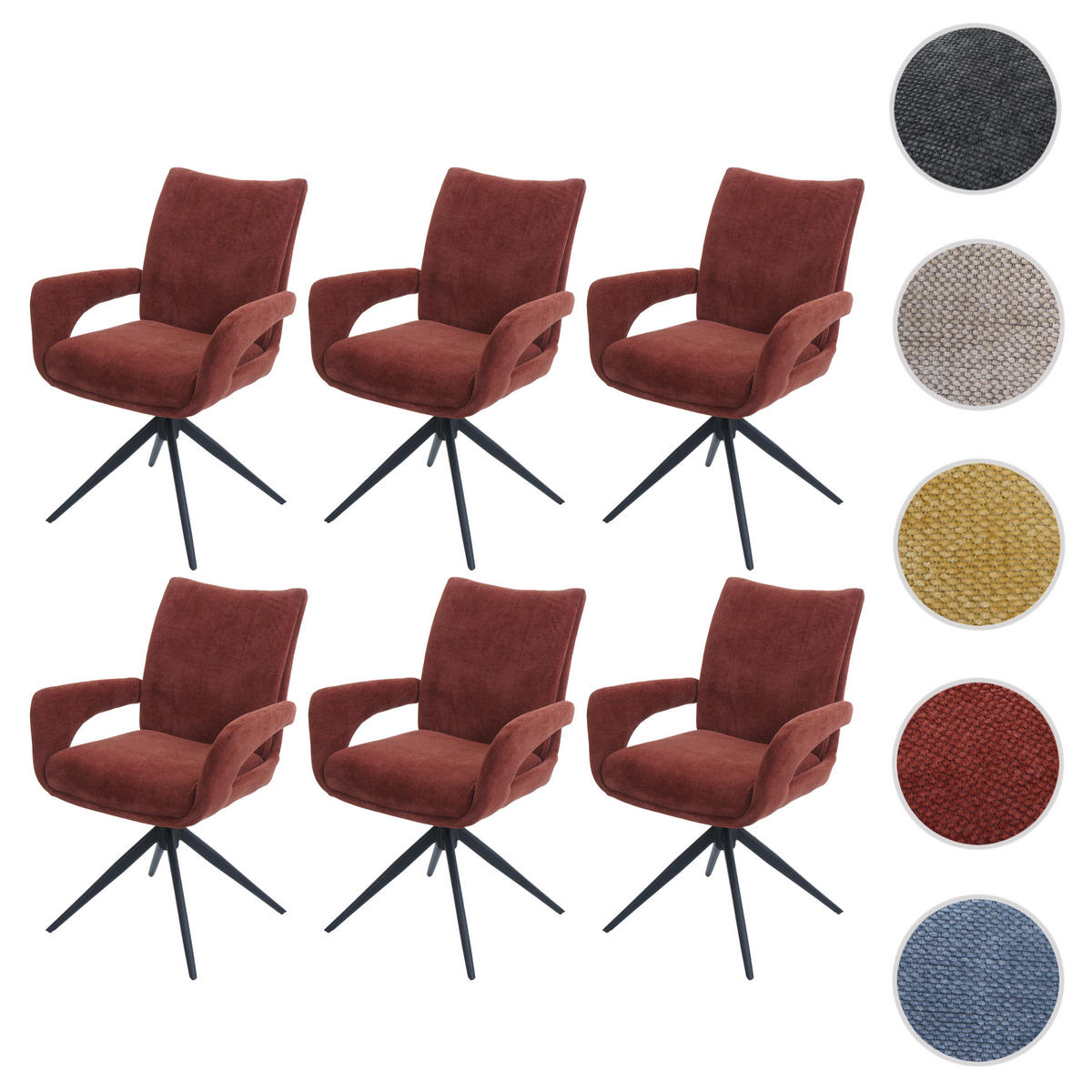 ESSZIMMERSTUHL Rotbraun 6er-Set - Rotbraun, Textil (60/90/60cm) - MCW