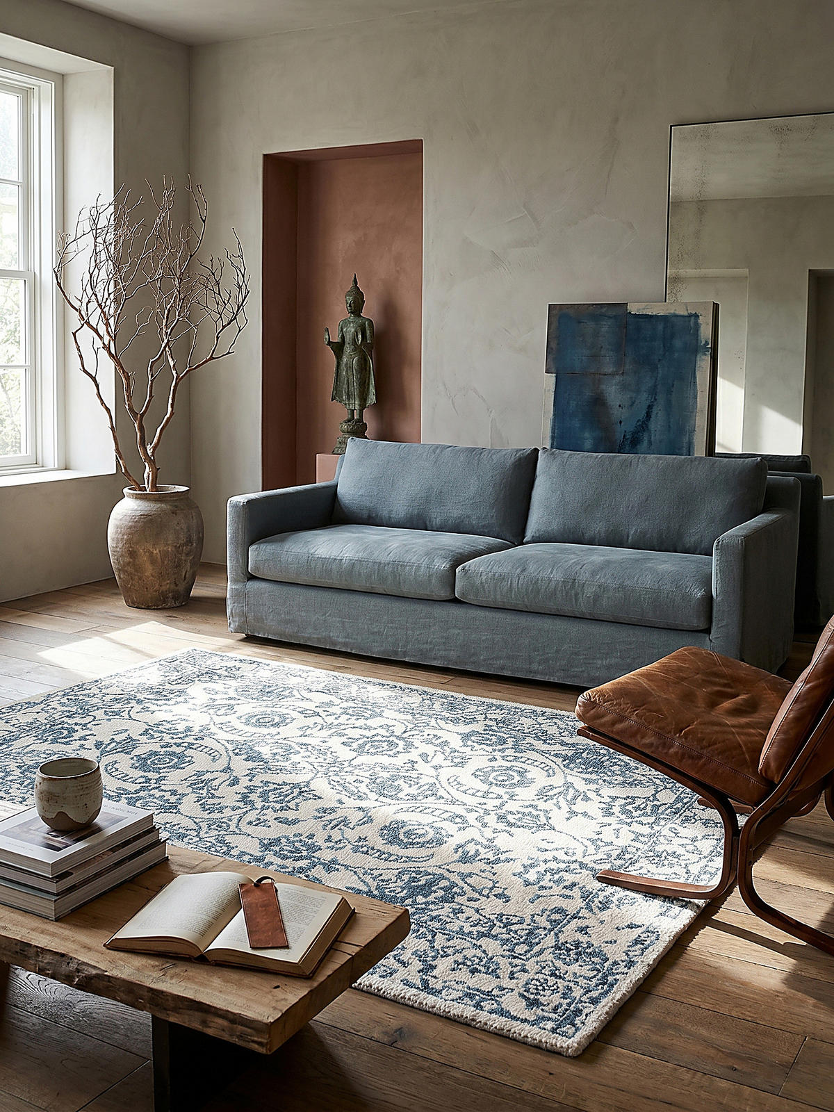 WOLLTEPPICH SOAR, im Vintage-Stil, Türkis-Beige, 160 x 230 cm - Blau, Textil (230/160cm) - KADIMA DESIGN