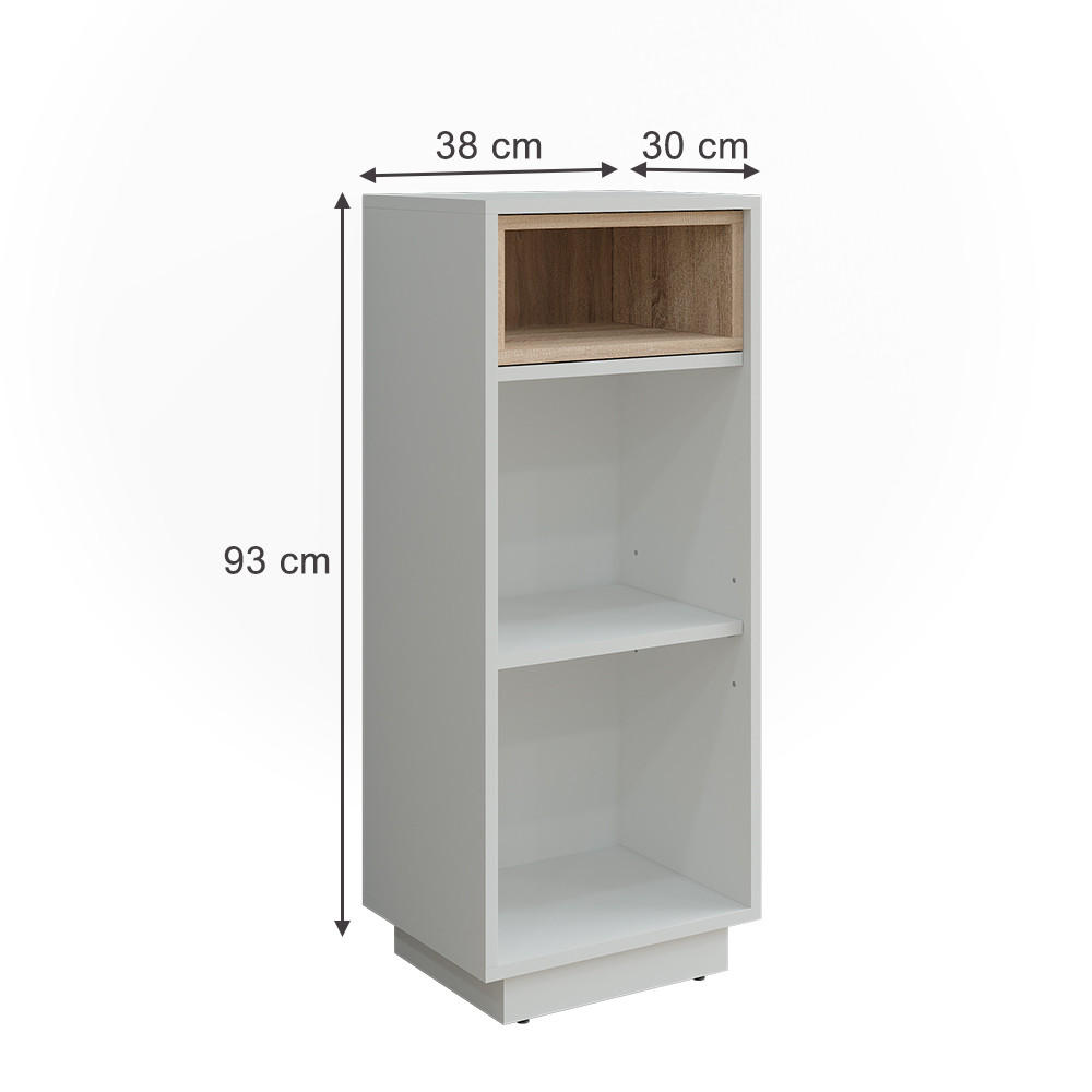 MIDISCHRANK Beatrice Weiß/Sonoma 38 x 93 cm mit 3 Fächern - Weiß/Sonoma Eiche, Holzwerkstoff (38/93/30cm) - Vicco