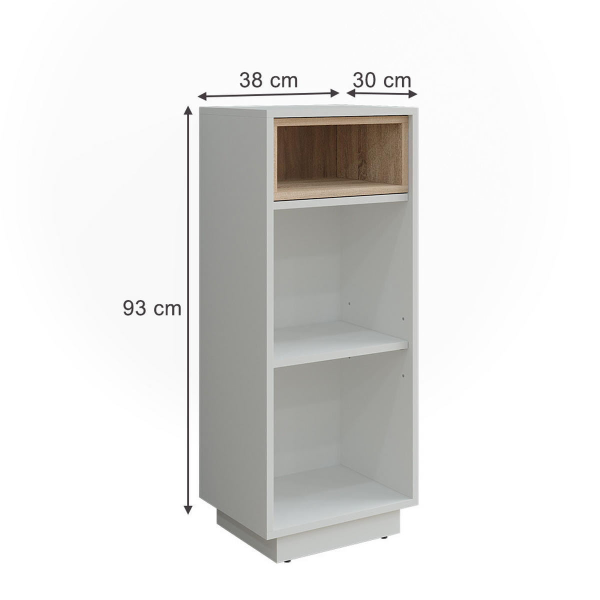 MIDISCHRANK Beatrice Weiß/Sonoma 38 x 93 cm mit 3 Fächern - Weiß/Sonoma Eiche, Holzwerkstoff (38/93/30cm) - Vicco
