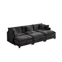 3-SITZER-SOFA aus Chenille mit modularem Design, schwarz - Schwarz, Textil (75/84/289cm)