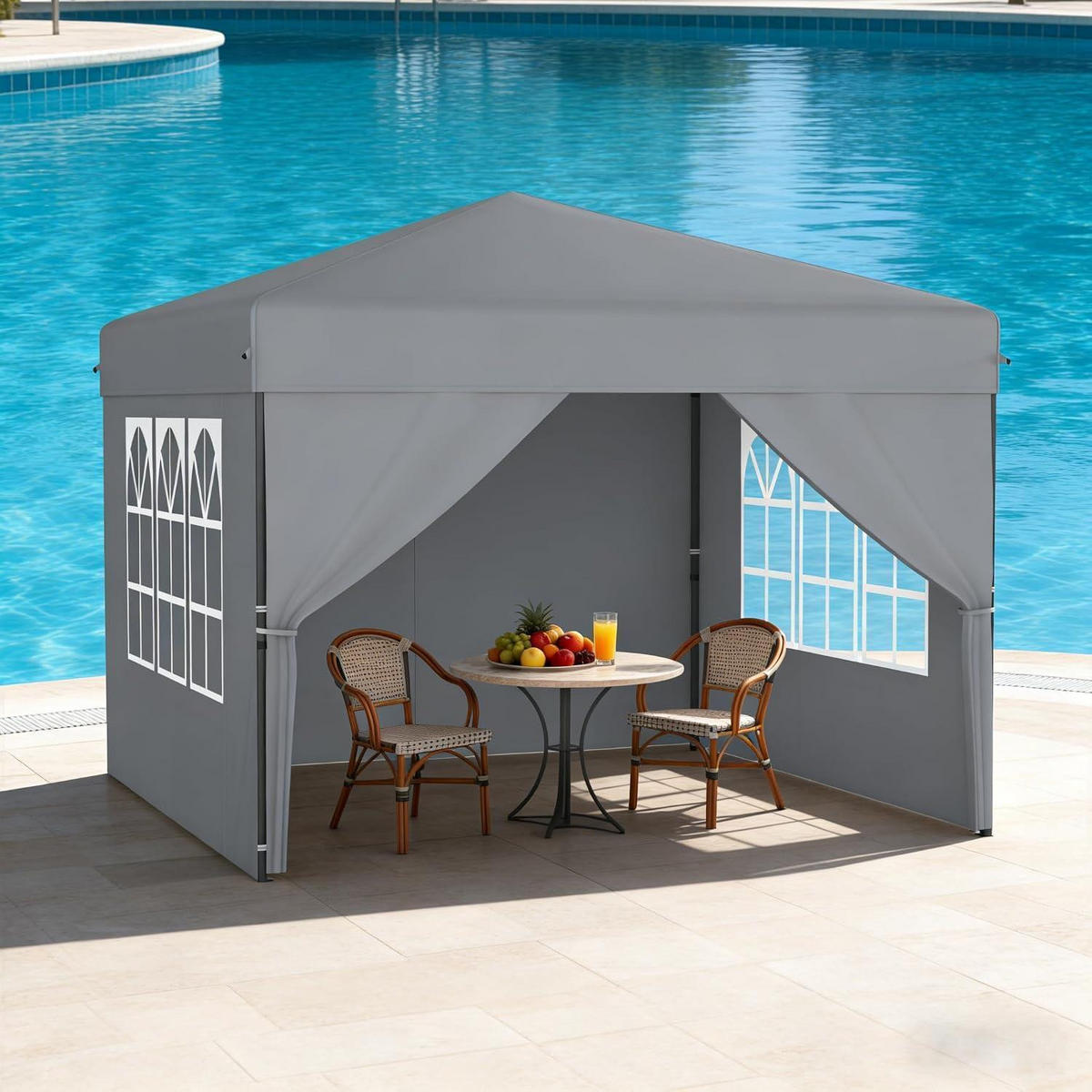 FALTPAVILLON 3x3 m mit Seitenwänden Silbergrau - Grau, Textil (300/260/300cm)