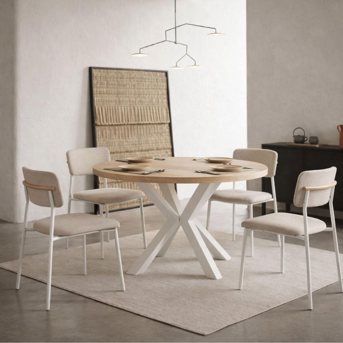 ESSTISCH RAL mit Holzbeinen, Durchmesser: 100 / 150 cm Eiche Wotan / Weiß - Eiche Wotan/Weiß, Holz (100/150/77cm) - Dekori_Interiors