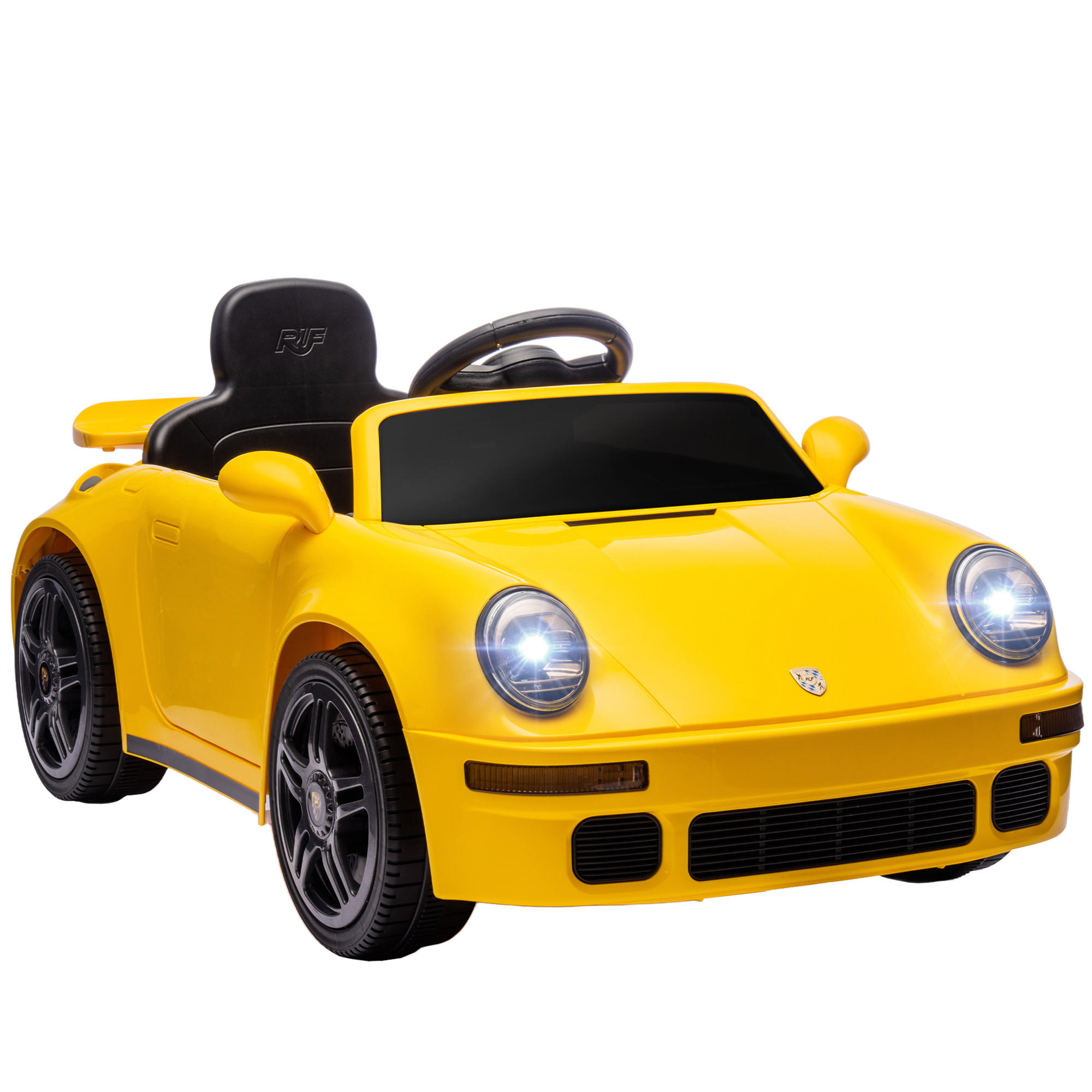 KINDER-ELEKTROAUTO 12V Kinderauto mit 2,4 GHz Fernbedienung, 2 Motor, Softstart - Gelb, Metall (103/55/44cm) - AIYAPLAY