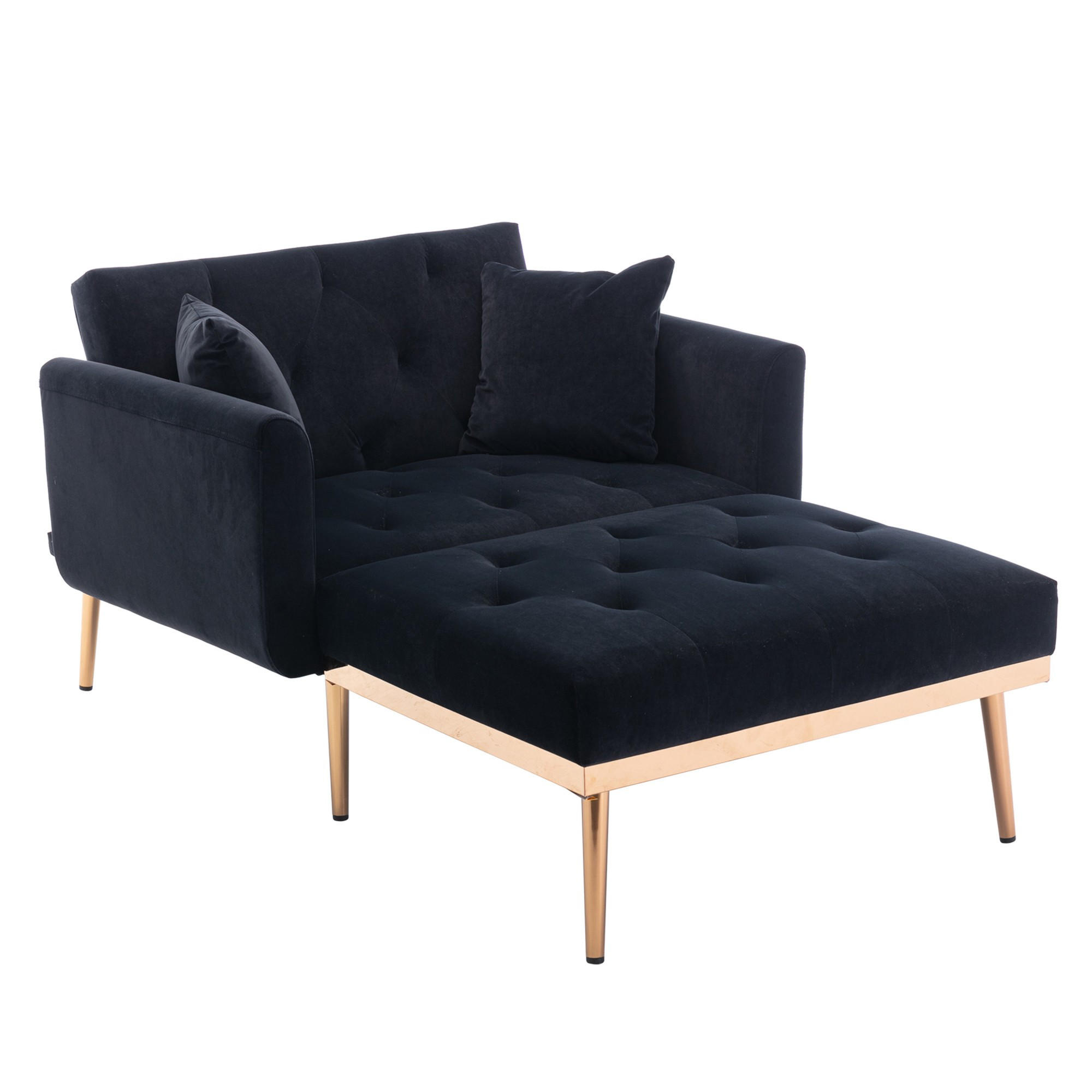 SCHLAFSOFA Zweisitzer,Relaxsessel mit Schlaffunktion,ausziehbar,Samt,Schwarz - Schwarz, Textil (90/77/165cm) - LVHOM