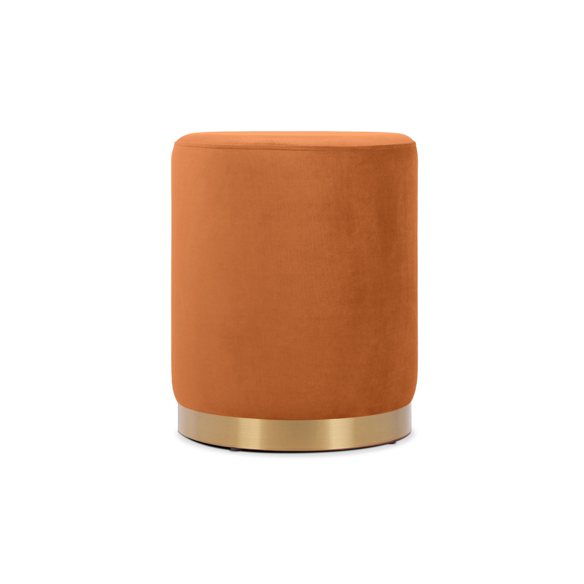 SITZPUFF Charlotte I Samt in gebranntem Orange und goldenem Metall - Dunkelorange, Holzwerkstoff/Textil (35/43/35cm) - Sicaan