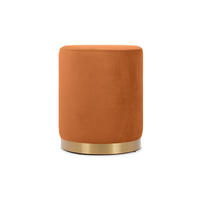 SITZPUFF Charlotte I Samt in gebranntem Orange und goldenem Metall - Dunkelorange, Holzwerkstoff/Textil (35/43/35cm) - Sicaan