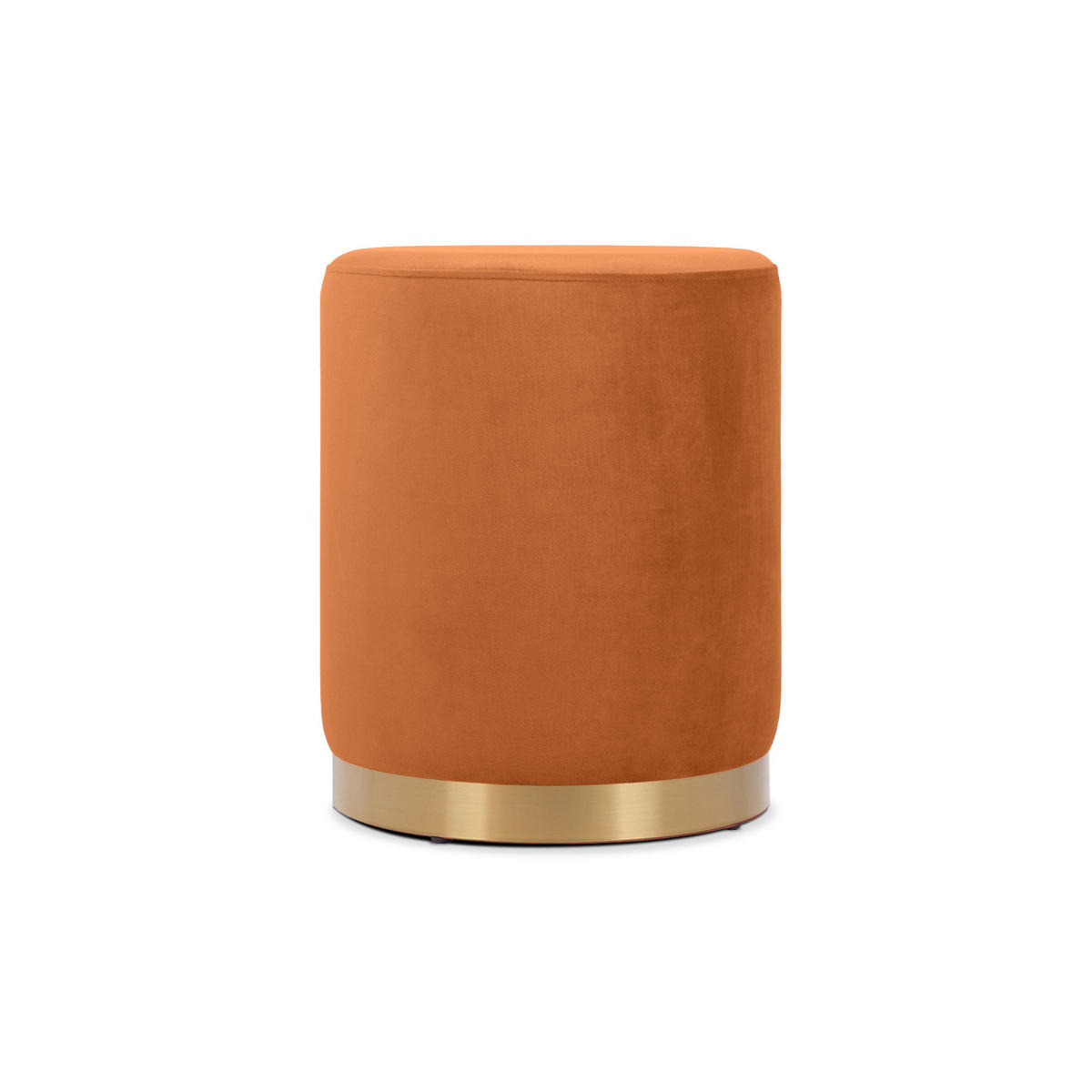SITZPUFF Charlotte I Samt in gebranntem Orange und goldenem Metall - Dunkelorange, Holzwerkstoff/Textil (35/43/35cm) - Sicaan